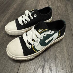 NFL Green Bay Packers Green Black and White Low-Top Sneakers